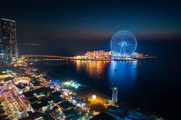 Night view of Ain Dubai Observation Wheel and Blue waters Island
