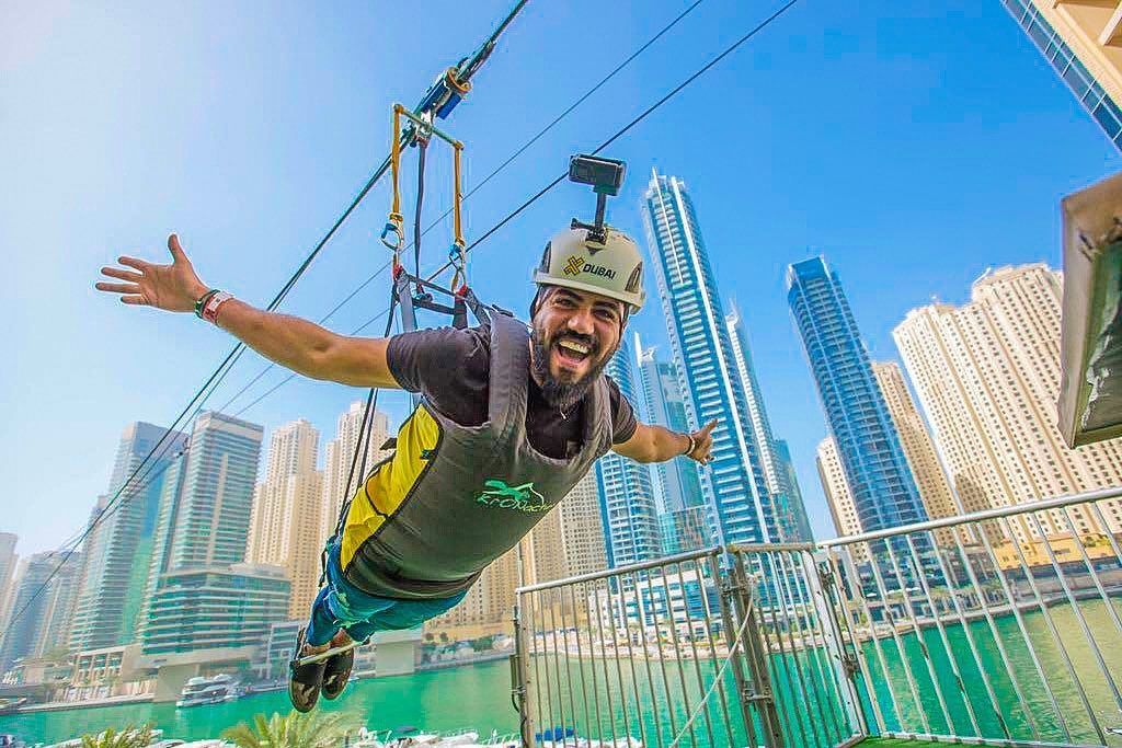 Xline Dubai Marina zipline adventure over the city.